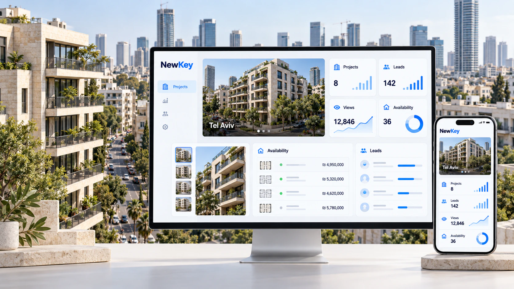 NewKey.co.il interface for new developments in Israel