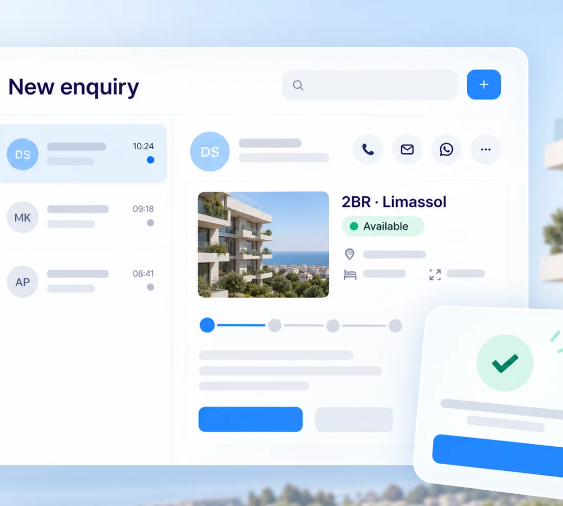 NewKey developer lead-management window for a Limassol enquiry