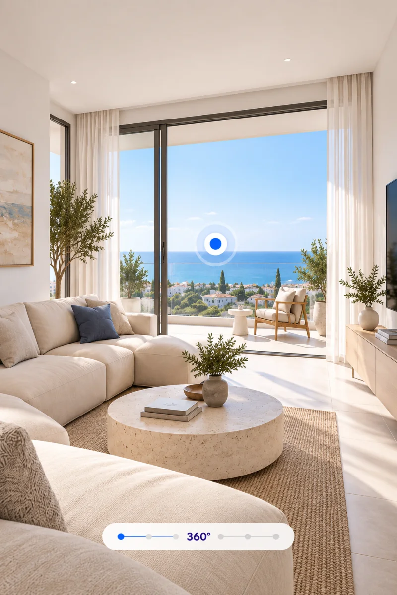 Virtual 360-degree tour of a bright Cyprus apartment